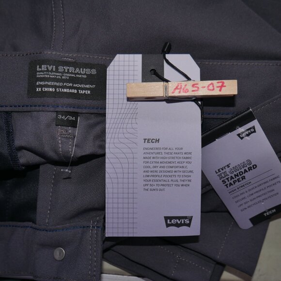 Levi's XX Chino Standard Tech Men's Pants 34x34 Performance Stretch Gray - Picture 4 of 11
